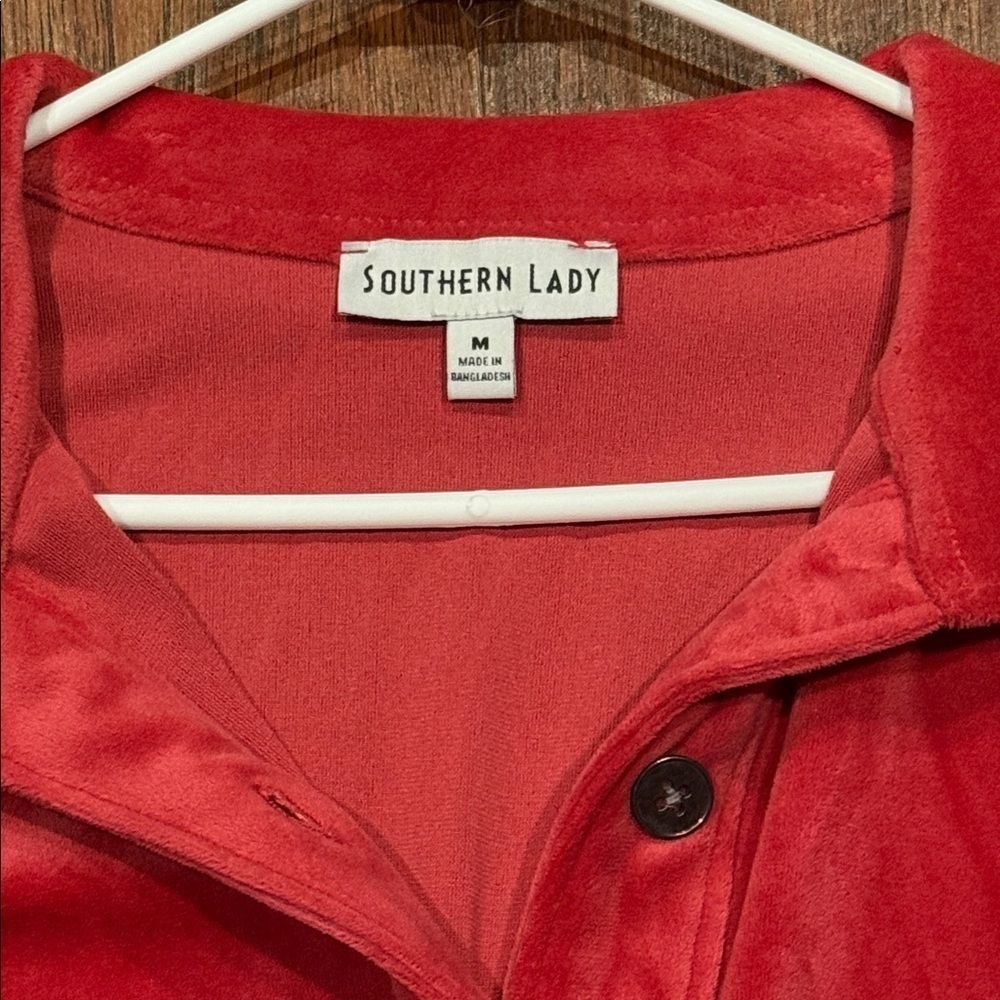 Alfred Dunner Vibrant Velvet Material Red Women's Jacket - Picture 4 of 9